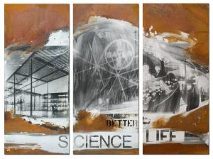 Dieses Triptychon wurde von Ulrike Harbach im Auftrag von Bayer für die Ausstellung im BayKomm gefertigt. 